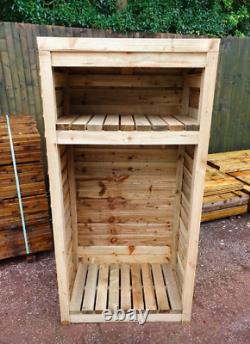 Abri à bûches en bois dur pour jardin, entrepôt de bois de chauffage, 125 £ chacun, traité en tanalise.