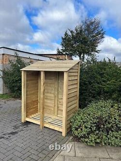 Abri à bûches en bois pour l'extérieur - Largeur 146cm - Stockage de bois de chauffage - Fait à la main au Royaume-Uni