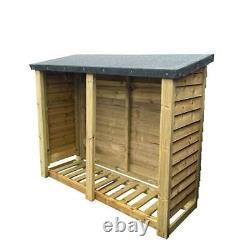 Abri à bûches robuste feutré en bois pour jardin 5X4 (Hauteur en pieds x Largeur en pieds)