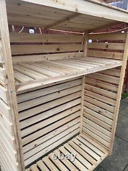 Abri de jardin en bois Firwood avec toit de stockage de bûches extérieur empilable XL