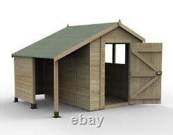 Abri de jardin en bois Forest Timberdale 8x6 avec remise de bois et garantie de 25 ans - Livraison gratuite