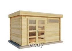Abri de jardin en bois de forme rectangulaire pour le rangement du bois de chauffage
