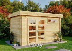 Abri de jardin en bois de rangement en bois rectangle Construction en rondins de cabanes de jardin de stockage extérieur