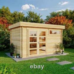 Abri de jardin en bois de rangement en bois rectangle Construction en rondins de cabanes de jardin de stockage extérieur