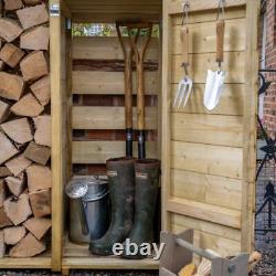 Abri de jardin en bois pour outils de stockage de bûches Pent Forest 6'5 x 2'3 avec garantie de 15 ans et livraison gratuite