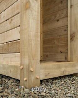 Abri de jardin en bois robuste pour le stockage de bûches et poêle à bois