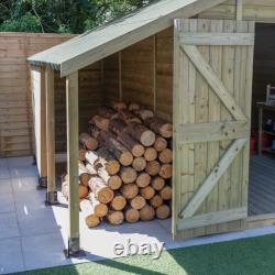 Abri de jardin et bûcher en bois Forest Timberdale 10x8 avec toit en pente, 2 fenêtres et double porte - Livraison gratuite