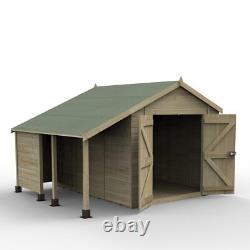 Abri en Bois Apex 10x8 Forest Timberdale avec Espace de Stockage pour Bûches et Double Porte Sans Fenêtre Livraison Gratuite