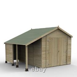 Abri en Bois Apex 10x8 Forest Timberdale avec Espace de Stockage pour Bûches et Double Porte Sans Fenêtre Livraison Gratuite