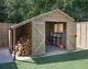 Abri En Bois Forest Timberdale 10x8 Avec Logstore, Toit En Pignon, 2 Fenêtres Et Double Porte, Livraison Gratuite