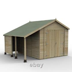 Abri en bois Forest Timberdale 10x8 avec logstore, toit en pignon, 2 fenêtres et double porte, livraison gratuite