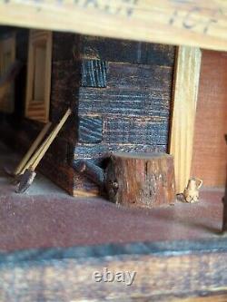 Boîte à bijoux en bois fait main - Cabane en rondins au Poste de Traite 14x17x10 Art antique