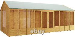 Cabane en rondins d'été 20 X 10 Maison d'été en bois Cabanes de jardin Hangar de rangement Petra Rev