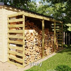 Cerland Columbus XXL Abri à bûches en bois traité sous pression 12 x 3 avec feutre de toiture