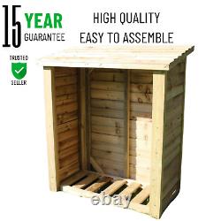 Espace de rangement en bois pour bûches en double baie 5X4 en extérieur avec garantie de 15 ans contre la pourriture