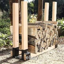 Étagère à bois de chauffage avec supports d'accessoires pour brasero extérieur et support à bûches en bois