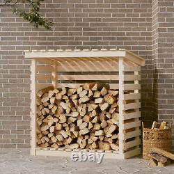 Étagère à bois de chauffage en pin massif Abri à bois en bois Support à bûches Bois de chauffage E9R7