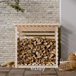 Étagère à bois de chauffage en pin massif Abri à bois en bois Support à bûches Bois de chauffage E9R7