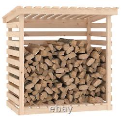 Étagère à bois de chauffage en pin massif Abri à bois en bois Support à bûches Bois de chauffage E9R7