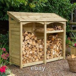 Étagère de rangement en bois pour bûches Rowlinson Heritage Double avec étagère pour petit bois de jardin