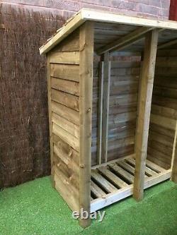 Gidleigh 5ft Wide Outdoor Wooden Log Store Disponible Avec Toit Inversé