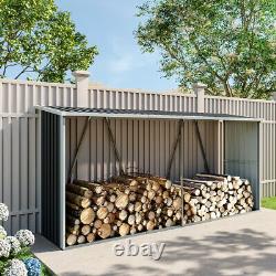 Grand Abri à bûches en bois pour l'extérieur en acier galvanisé pour le rangement du bois de chauffage de jardin