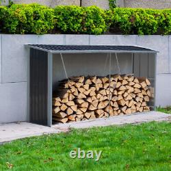 Grand Abri à bûches en bois pour l'extérieur en acier galvanisé pour le rangement du bois de chauffage de jardin