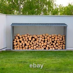 Grand Abri à bûches en bois pour l'extérieur en acier galvanisé pour le rangement du bois de chauffage de jardin