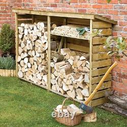 Grand Rowlinson Abri de jardin en bois traité sous pression pour le stockage de bois de chauffage 7x2 bûches de patio