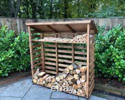 Grand support à bûches en bois, rangement de bois de chauffage, stockage extérieur de bois ASSEMBLAGE INCLUS