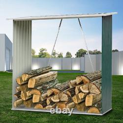 Hangar de stockage de bois de chauffage en plein air en acier galvanisé et en bois pour jardin