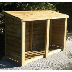 Heavy Duty Wooden Outdoor Log Store Firewood Garden Storage Wood Logs Shed 4x6ft