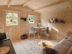 La maison de jardin Polhus Majvi en bois de jardin, cabane en bois de rangement carrée de bûches.