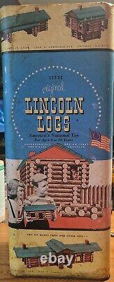 Lot De 114 Rare Lincoln Logs Pony Express & General Store Vieilles Bûches En Bois