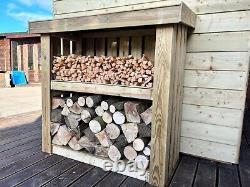 Magasin de bois de chauffage robuste en bois pour l'extérieur 46H x 48L x 25P