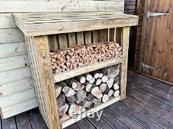 Magasin de bois de chauffage robuste en bois pour l'extérieur 46H x 48L x 25P