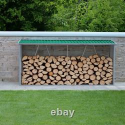 Magasin de bûches en bois extérieur extra large avec abri de jardin en métal pour le stockage de bois de chauffage