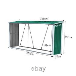 Magasin de bûches en bois extérieur extra large avec abri de jardin en métal pour le stockage de bois de chauffage