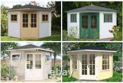 Maison de jardin à cinq coins modèle Sunny-A, abri de jardin en bois de rangement de jardin en bois, cabane en rondins à cinq coins.