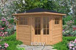 Modèle de maison de jardin en bois à cinq coins avec rangement de jardin Sunny-B, cabane en bois en rondins à cinq coins.