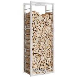 Porte-bûches en acier avec paniers de rangement en bois de différentes tailles pour intérieur et extérieur
