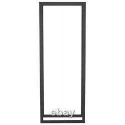 Porte-bûches en acier noir mat avec rangement en bois de 50x28x132cm