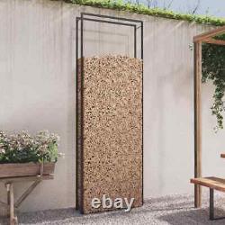 Range-bûches en acier noir mat avec support en bois de stockage de bûches en plusieurs tailles vidaXL