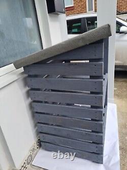 Rangement de poubelle de recyclage en bois / rangement de bûches avec feutre de toiture