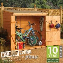 Remise de jardin pour vélos en bois - Rangement extérieur pour outils, bûches et bois de chauffage en sapin à rainure et languette - Neuf.