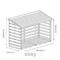 Unité de stockage de bûches de jardin en bois Waltons 6x3 traité sous pression avec toit en pente de 6 pieds sur 3 pieds