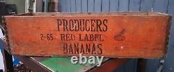 Vintage Banana Crate En Bois Étiquette Rouge Boutique En Bois De Jamaïcain